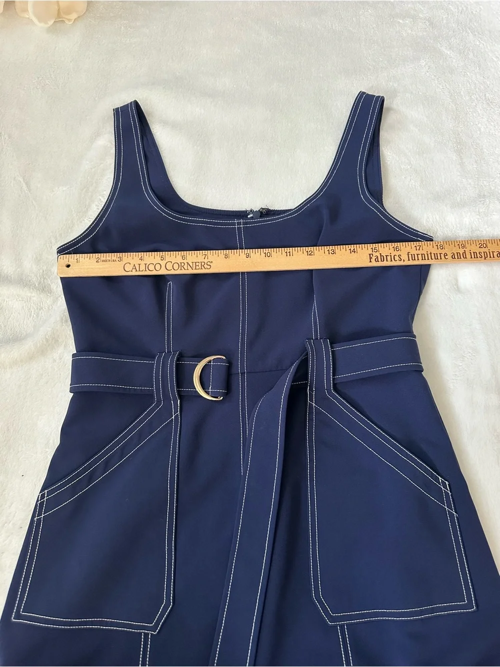 Luxely Denim Contrast Stitch Blue Midi Dress Size 6 - Picture 8 of 13